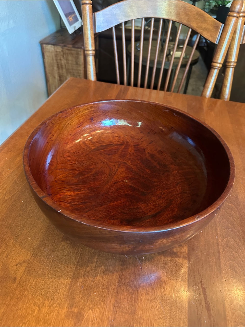 Vintage Handmade Haitian Mahogany Wood Bowl – Hand Turned Solid Hardwood
